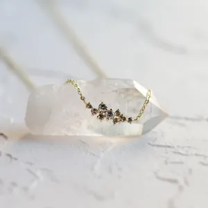 Salt and pepper diamond cluster necklace CLARIE Thumbnail