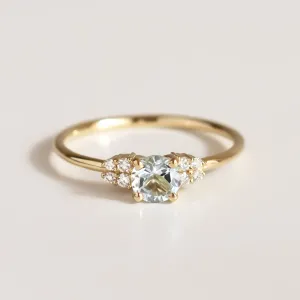 Dainty round aquamarine ring gold AZZURRO Thumbnail