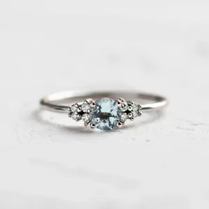 Dainty round aquamarine ring gold AZZURRO Thumbnail