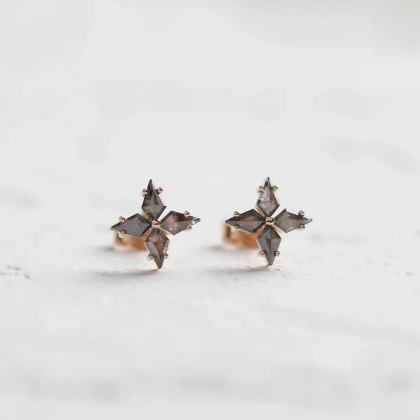 Salt and pepper diamond earrings FLORIS Image