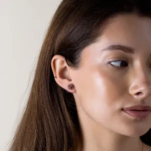 Floral earrings with salt and pepper diamonds FLOWER
