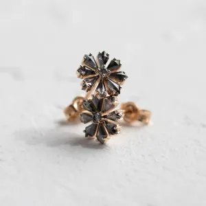 Floral earrings with salt and pepper diamonds FLOWER Thumbnail