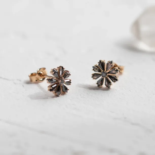 Floral earrings with salt and pepper diamonds FLOWER Image