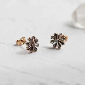 Floral earrings with salt and pepper diamonds FLOWER Thumbnail