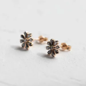 Floral earrings with salt and pepper diamonds FLOWER Thumbnail