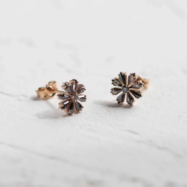 Floral earrings with salt and pepper diamonds FLOWER Image
