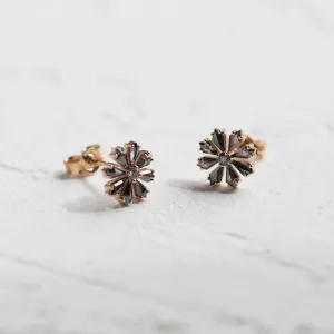 Floral earrings with salt and pepper diamonds FLOWER Thumbnail