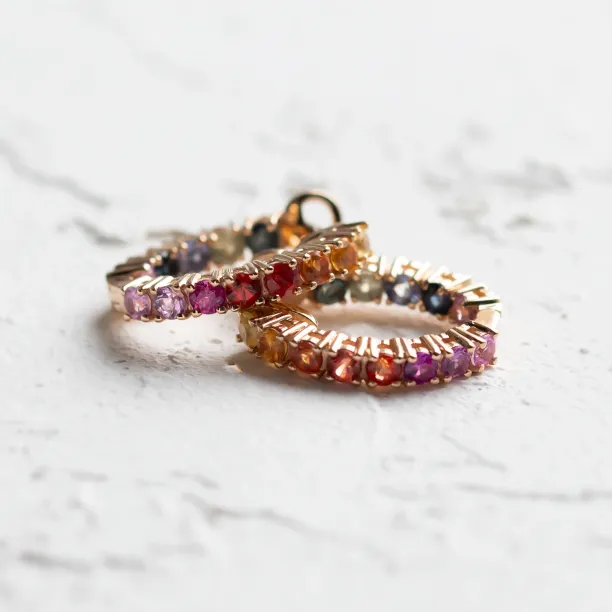 Rainbow sapphire hoop earrings 14K gold MOSAICA Image