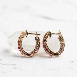 Rainbow sapphire hoop earrings 14K gold MOSAICA Thumbnail