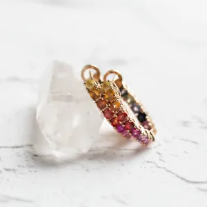 Rainbow sapphire hoop earrings 14K gold MOSAICA Thumbnail