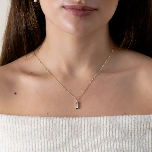 Minimalist moissanite and diamond pendant FELIANA Image