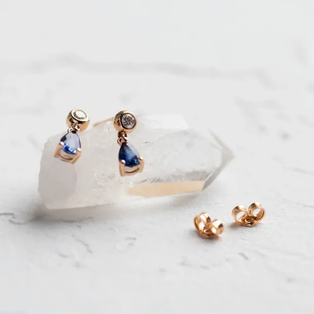 Dangle sapphire diamond earrings CINZIA Image