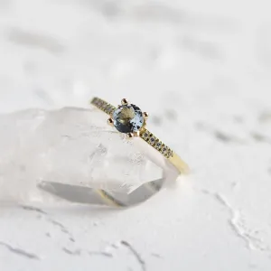 Elegant gold ring with aquamarine and diamonds ELYSIA Thumbnail