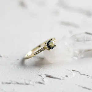 Elegant gold ring with aquamarine and diamonds ELYSIA Thumbnail