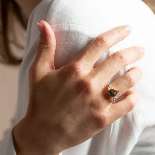 Unique salt and pepper and lab grown diamond engagement ring ECLIPSE Image