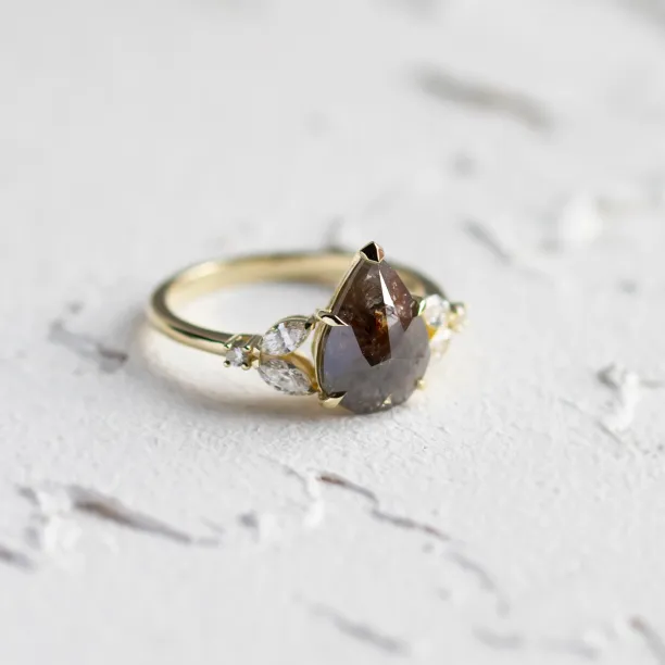 Unique salt and pepper and lab grown diamond engagement ring ECLIPSE Image