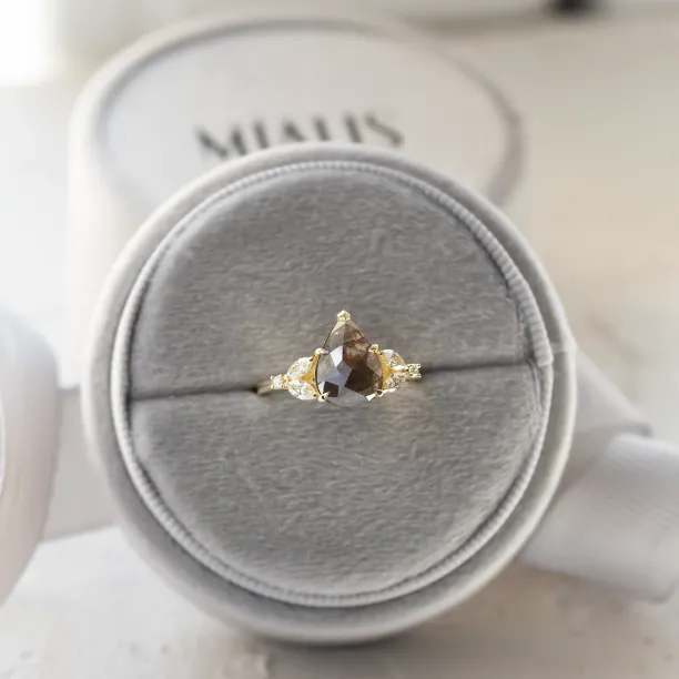 Unique salt and pepper and lab grown diamond engagement ring ECLIPSE Image