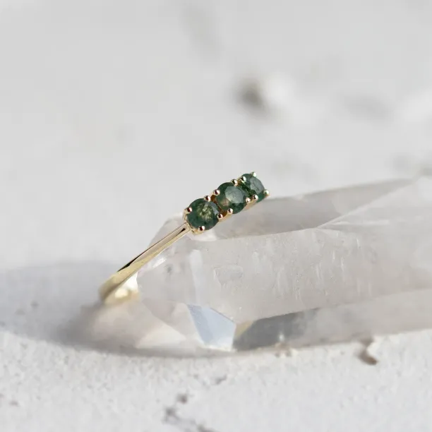 Three stone moss agate ring BOND Image