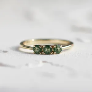 Three stone moss agate ring BOND