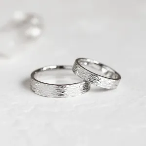 Platinum unusual wedding bands with woodbark surface BRANCHI Thumbnail