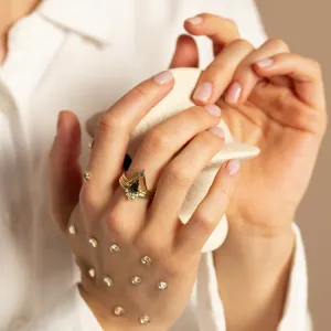 Set of three gold rings with classic and salt and pepper diamonds DIVINE