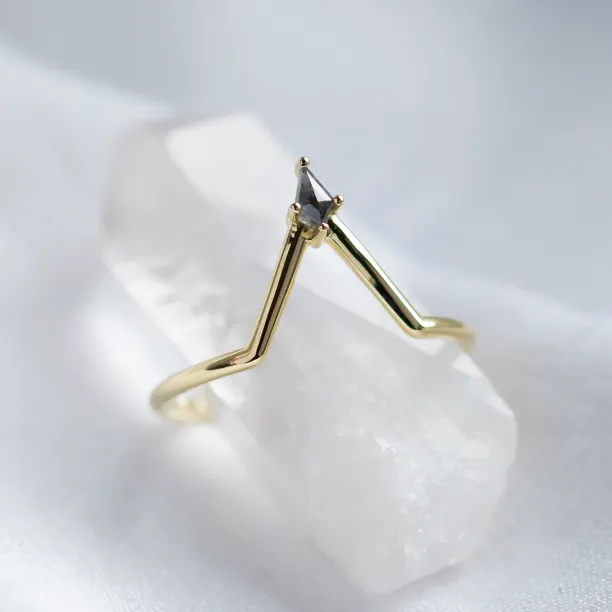 Kite salt and pepper diamond chevron wedding band NELLY Image