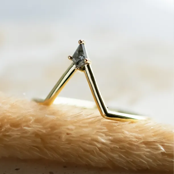 Kite salt and pepper diamond chevron wedding band NELLY Image