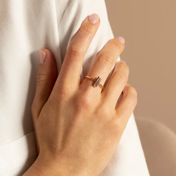 Unique baguette moissanite engagement ring KATY Image