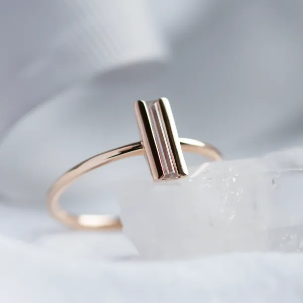 Unique baguette moissanite engagement ring KATY Image