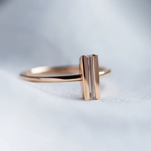 Unique baguette moissanite engagement ring KATY Image