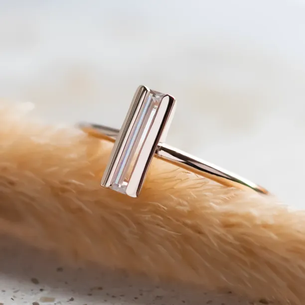 Unique baguette moissanite engagement ring KATY Image