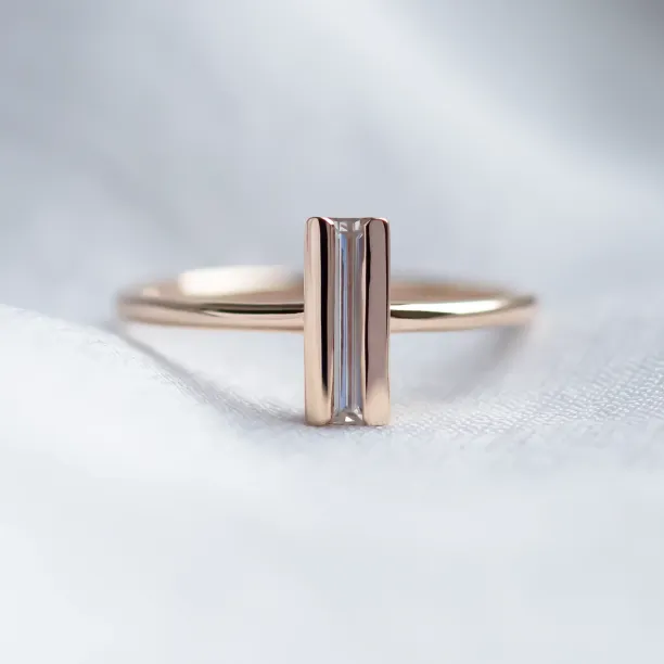 Unique baguette moissanite engagement ring KATY Image