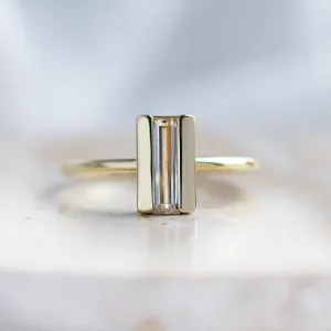 Unique baguette moissanite engagement ring SLAVA