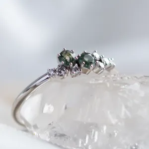 Cluster moss agate and diamond ring CLARION Thumbnail