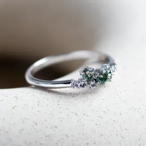 Cluster moss agate and diamond ring CLARION Thumbnail