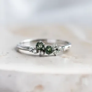 Cluster moss agate and diamond ring CLARION Thumbnail