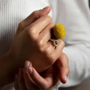 Sapphire and diamond halo ring GISE Thumbnail