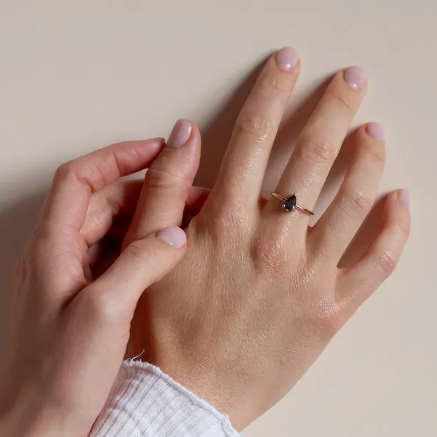 Green lab grown pear diamond engagement ring ALESSA Image