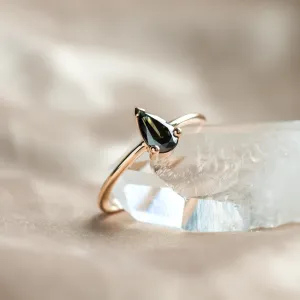 Green lab grown pear diamond engagement ring ALESSA Thumbnail