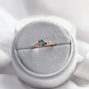 Lab crated diamond luxurious cluster ring CARINA Thumbnail