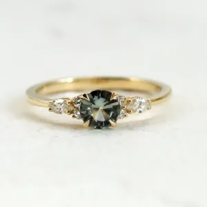 Natural green sapphire and diamond engagement ring MAIDEN Thumbnail