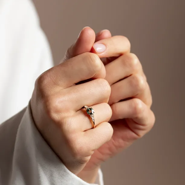 Natural green sapphire and diamond engagement ring MAIDEN Image