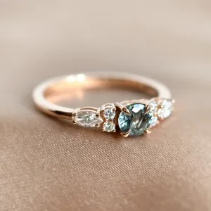 Natural green sapphire and diamond engagement ring MAIDEN Thumbnail