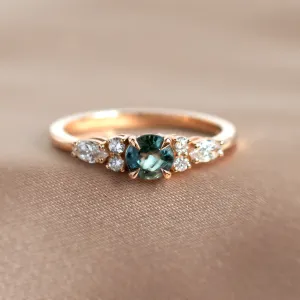 Natural green sapphire and diamond engagement ring MAIDEN Thumbnail