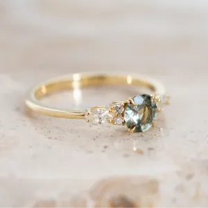 Natural green sapphire and diamond engagement ring MAIDEN Thumbnail