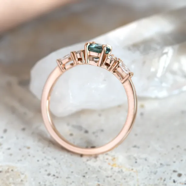 Natural green sapphire and diamond engagement ring MAIDEN Image