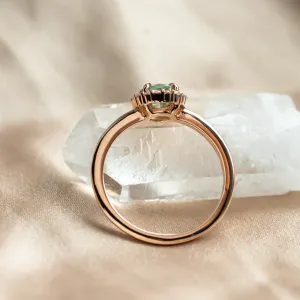 Diamond halo teal sapphire engagement ring SPARKLE Thumbnail