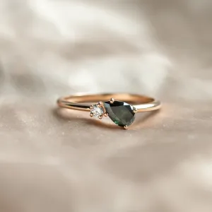 Toi et Moi ring with green lab grown and white diamond DUALITY Thumbnail