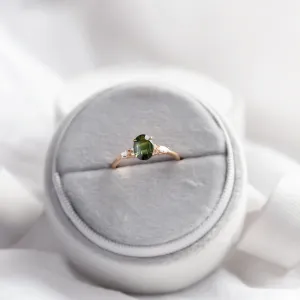 Oval cut sapphire ring with marquise diamonds ETERNELLE Thumbnail