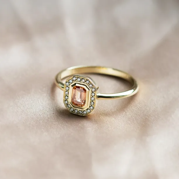 Art deco pink lab grown diamond engagement ring MOANA Image
